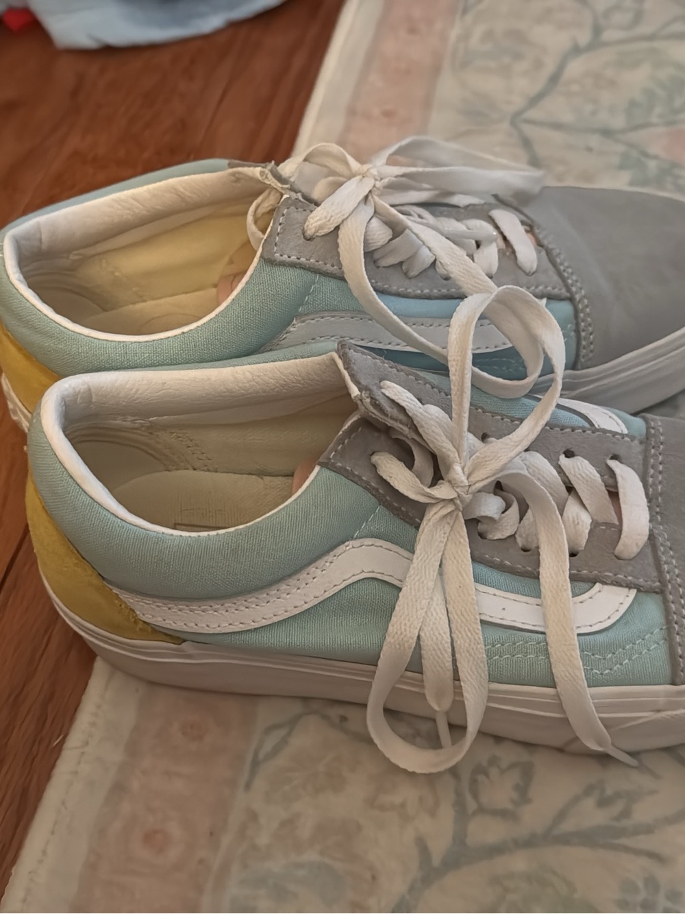 Vans Low-Top Sneakers in Mint, Gray & Yellow